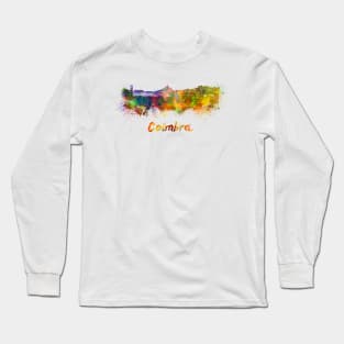 Coimbra skyline in watercolor Long Sleeve T-Shirt